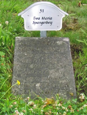 Grabstein von Eva Maria Spangenberg auf dem Herrnhuter Gottesacker
